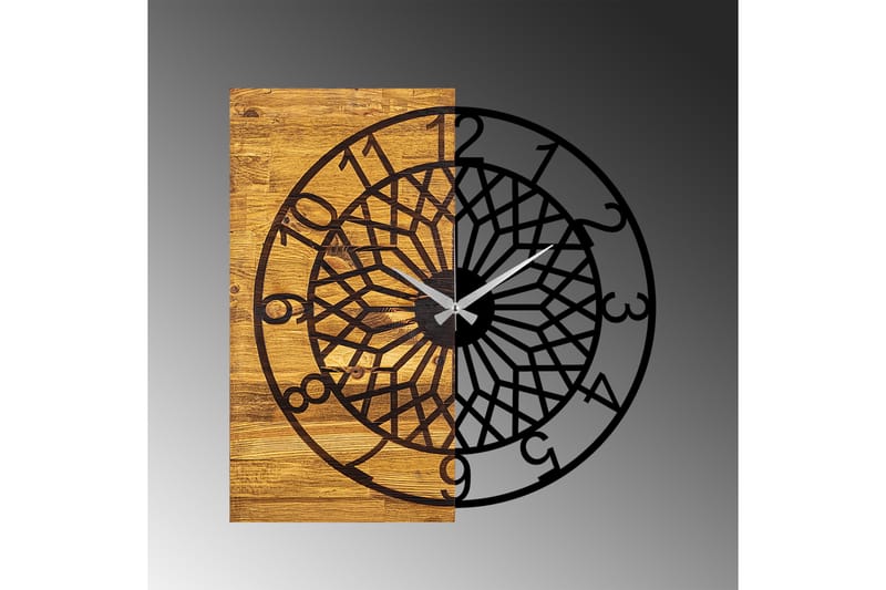 Wooden Clock 6 - Sort/Valnød - Boligtilbehør - Vægdekoration - Vægure & Ure