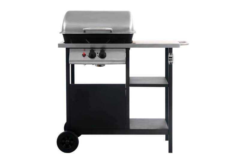 Gasgrill Med 3-Lags Sidebord Sort Og Sølvfarvet - Sort - Have - Grill - Gasgrille