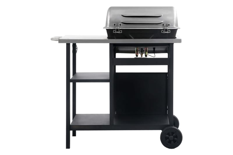 Gasgrill Med 3-Lags Sidebord Sort Og Sølvfarvet - Sort - Have - Grill - Gasgrille