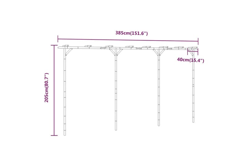 beBasic pergola 385x40x205 cm bambus - Brun - Have - Grill - Grill tilbehør - Grilltelt