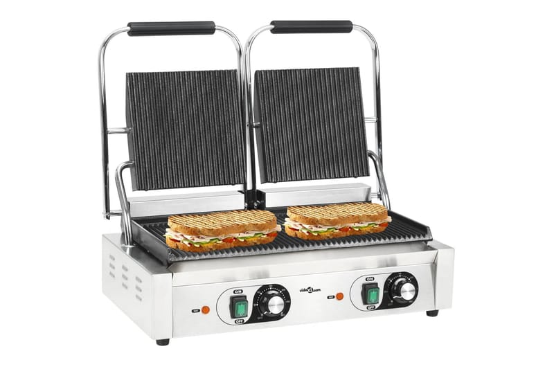 Dobbeltrillet Panini-Grill 3600 W 58 X 41 X 19 Cm - Sølv - Have - Grill - Grill tilbehør