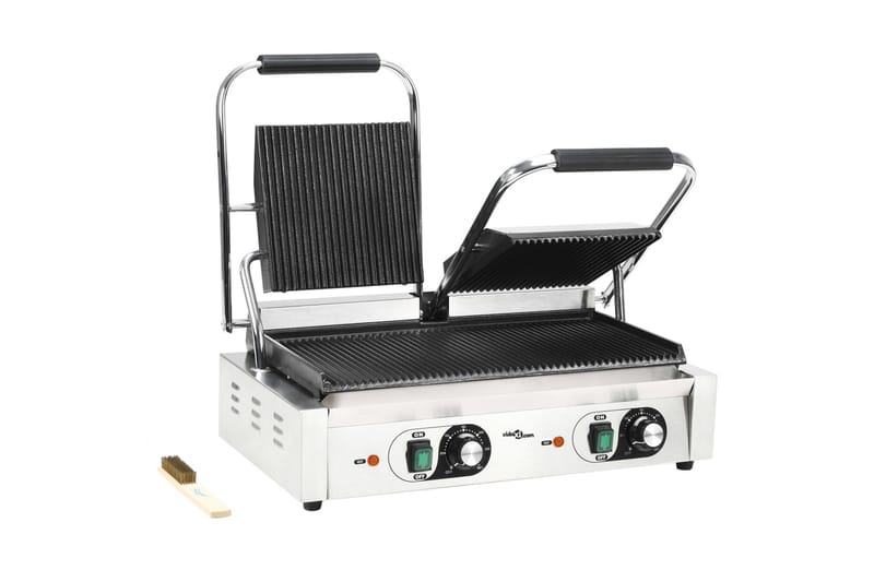 Dobbeltrillet Panini-Grill 3600 W 58 X 41 X 19 Cm - Sølv - Have - Grill - Grill tilbehør