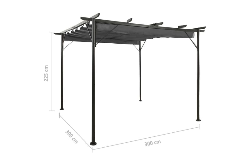 Pergola med tilbagetrækkeligt tag 3x3 m 180 g/m² antracitgrå - Antracit - Have - Grill - Grill tilbehør - Grilltelt