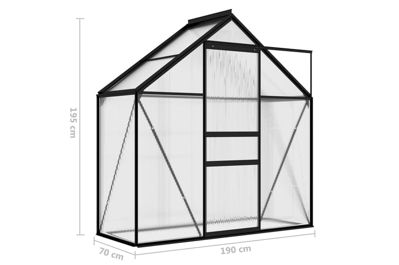 Drivhus 1,33 mâ² aluminium antracitgrå - Antracit - Have - Havearbejde & dyrkning - Drivhuse