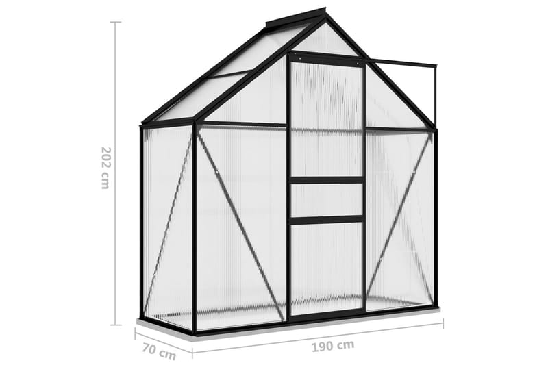 Drivhus 1,33 mâ² aluminium antracitgrå - Antracit - Have - Havearbejde & dyrkning - Drivhuse