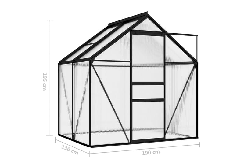 Drivhus 2,47 mâ² aluminium antracitgrå - Antracit - Have - Havearbejde & dyrkning - Drivhuse