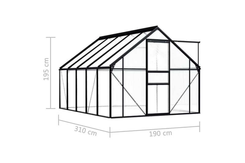 Drivhus 5,89 m² Aluminium Antracitgrå - Grå - Have - Havearbejde & dyrkning - Drivhuse