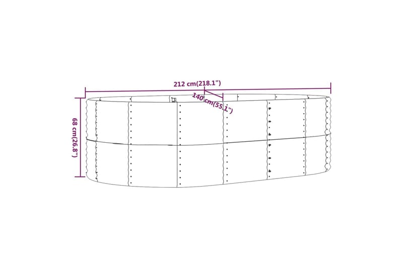 beBasic plantekasse 212x140x68 cm pulverlakeret stål antracitgrå - Antracit - Have - Havearbejde & dyrkning - Dyrkning - Urtepotteskjulere & blomsterkrukker - Blomsterkasser