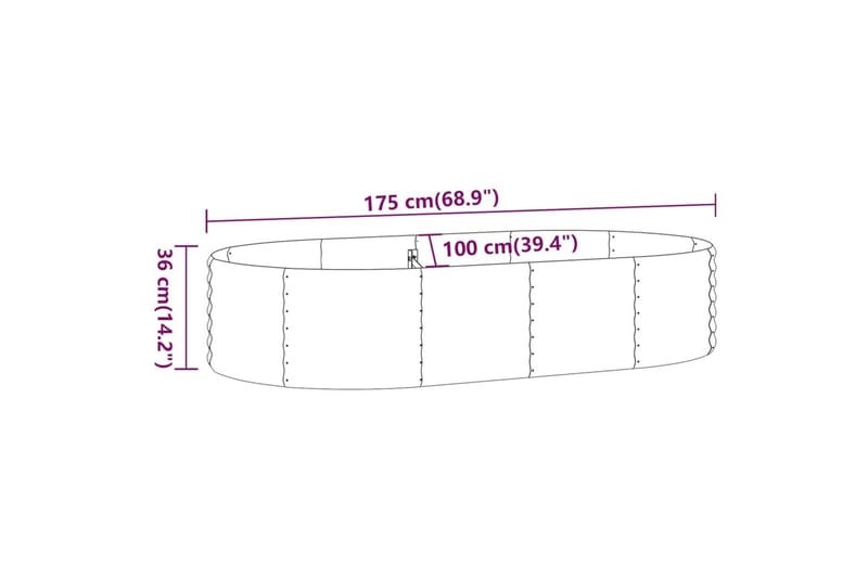 beBasic plantekasse 175x100x36 cm pulverlakeret stål sølvfarvet - SÃ¸lv - Have - Havearbejde & dyrkning - Dyrkning - Urtepotteskjulere & blomsterkrukker - Blomsterkasser