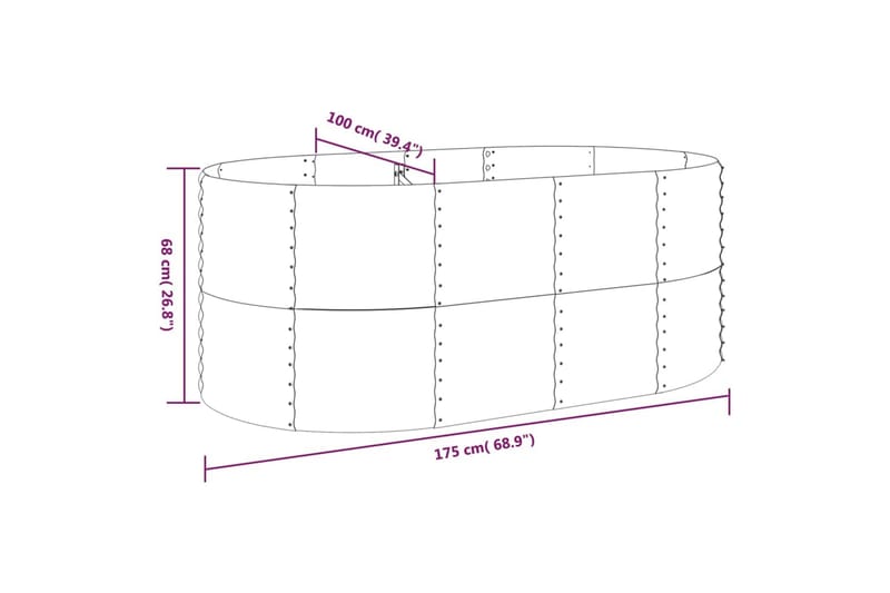 beBasic plantekasse 175x100x68 cm pulverlakeret stål brun - Brun - Have - Havearbejde & dyrkning - Dyrkning - Urtepotteskjulere & blomsterkrukker - Blomsterkasser