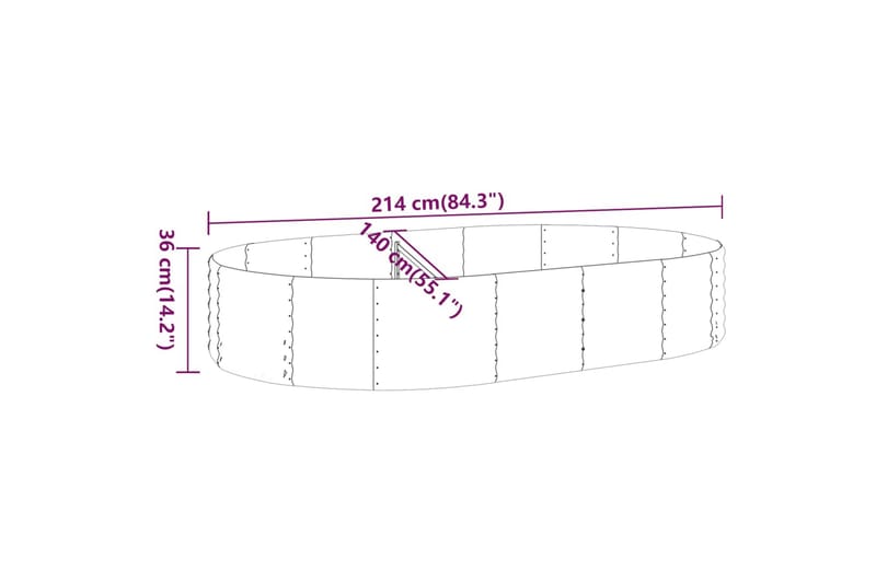 beBasic plantekasse 214x140x36 cm pulverlakeret stål antracitgrå - Antracit - Have - Havearbejde & dyrkning - Dyrkning - Urtepotteskjulere & blomsterkrukker - Blomsterkasser