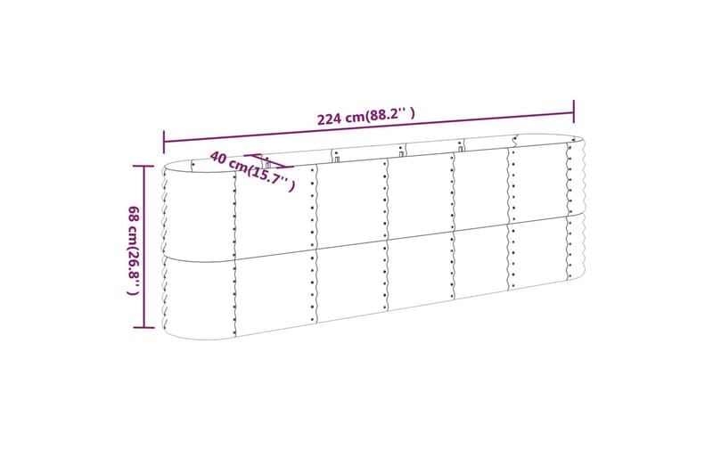 beBasic plantekasse 224x40x68 cm pulverlakeret stål antracitgrå - Antracit - Have - Havearbejde & dyrkning - Dyrkning - Urtepotteskjulere & blomsterkrukker - Blomsterkasser