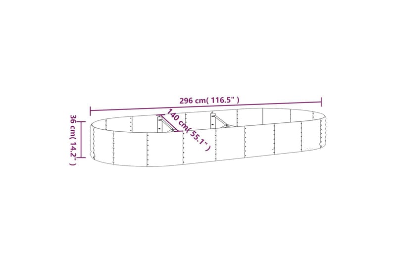 beBasic plantekasse 296x140x36 cm pulverlakeret stål antracitgrå - Antracit - Have - Havearbejde & dyrkning - Dyrkning - Urtepotteskjulere & blomsterkrukker - Blomsterkasser