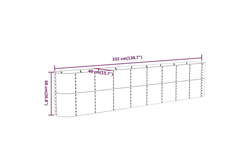 beBasic plantekasse 332x40x68 cm pulverlakeret stål grøn - GrÃ¸n - Have - Havearbejde & dyrkning - Dyrkning - Urtepotteskjulere & blomsterkrukker - Blomsterkasser