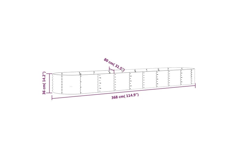 beBasic plantekasse 368x80x36 cm pulverlakeret stål brun - Brun - Have - Havearbejde & dyrkning - Dyrkning - Urtepotteskjulere & blomsterkrukker - Blomsterkasser