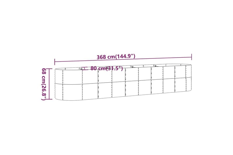 beBasic plantekasse 368x80x68 cm pulverlakeret stål antracitgrå - Antracit - Have - Havearbejde & dyrkning - Dyrkning - Urtepotteskjulere & blomsterkrukker - Blomsterkasser