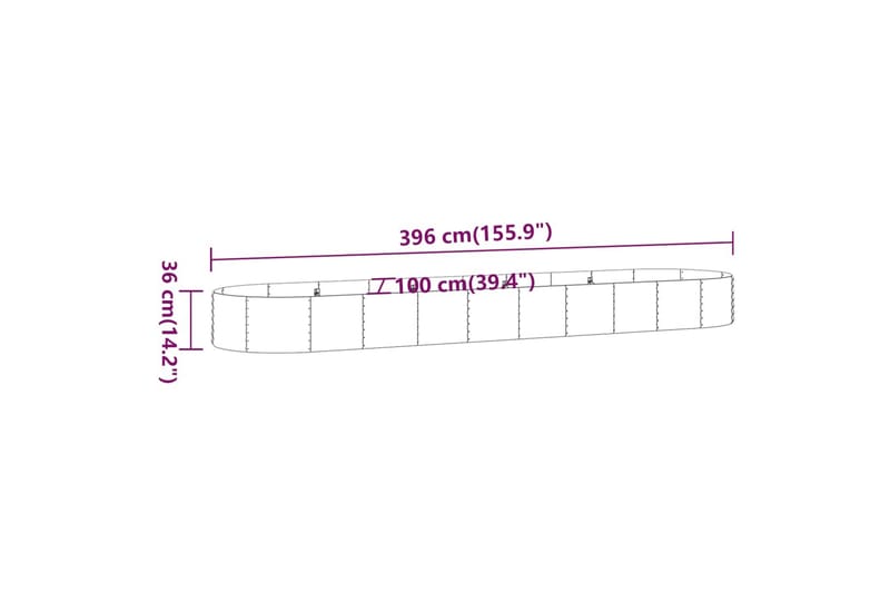 beBasic plantekasse 396x100x36 cm pulverlakeret stål antracitgrå - Antracit - Have - Havearbejde & dyrkning - Dyrkning - Urtepotteskjulere & blomsterkrukker - Blomsterkasser