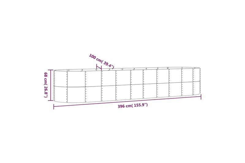 beBasic plantekasse 396x100x68 cm pulverlakeret stål antracitgrå - Antracit - Have - Havearbejde & dyrkning - Dyrkning - Urtepotteskjulere & blomsterkrukker - Blomsterkasser