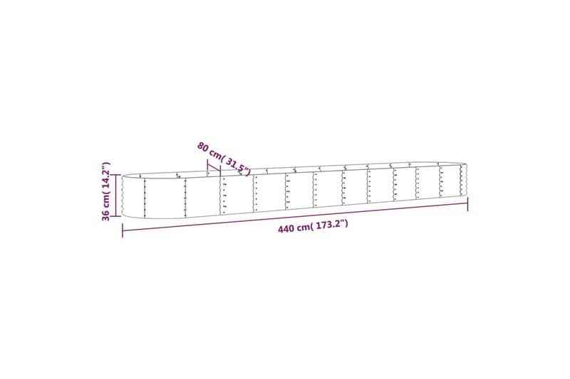 beBasic plantekasse 440x80x36 cm pulverlakeret stål grå - GrÃ¥ - Blomsterkasser - Havekrukker