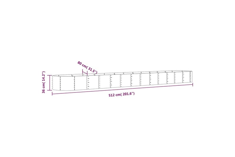 beBasic plantekasse 512x80x36 cm pulverlakeret stål grå - GrÃ¥ - Blomsterkasser - Havekrukker