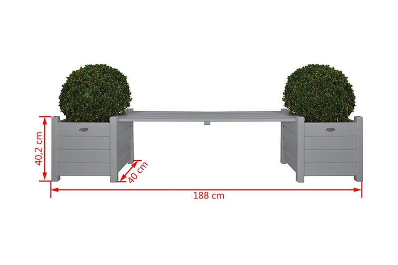 Esschert Design plantekasser CF33G med bænk imellem, grå - Grå - Have - Havearbejde & dyrkning - Dyrkning - Urtepotteskjulere & blomsterkrukker - Blomsterkasser