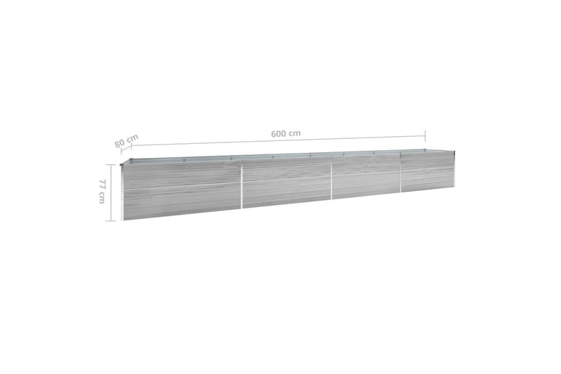 Forhöjet Plantekasse 600X80X77 cm Galvaniseret Stål Grå - Have - Havearbejde & dyrkning - Dyrkning - Urtepotteskjulere & blomsterkrukker - Blomsterkasser