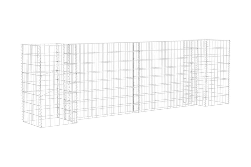 H-formet gabion-plantekasse 260x40x80 cm stål - Sølv - Have - Havearbejde & dyrkning - Dyrkning - Urtepotteskjulere & blomsterkrukker - Blomsterreol & blomsterstativ