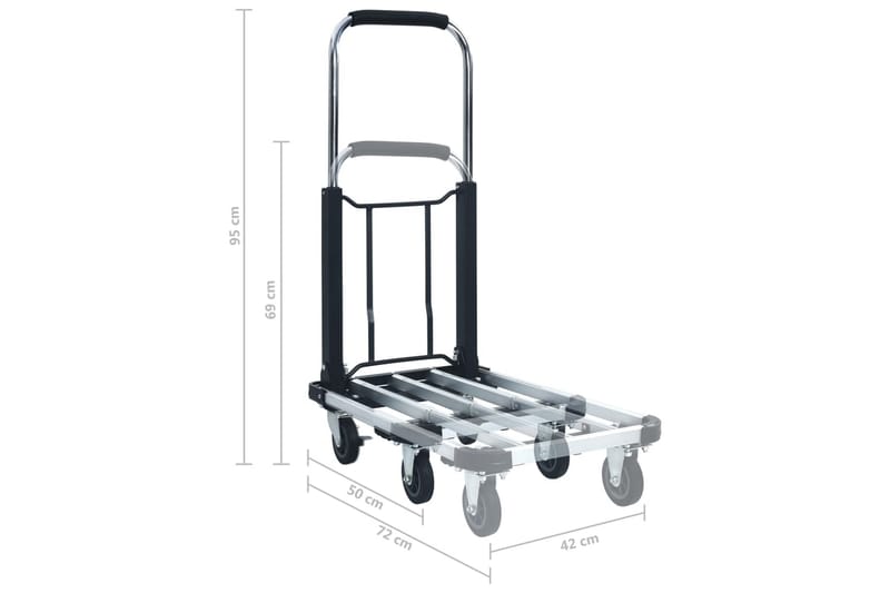 foldbar transportvogn 150 kg aluminium sølvfarvet - Have - Havearbejde & dyrkning - Haveredskab & haveværktøj - Vogne & trailere - Transportvogn & havevogn