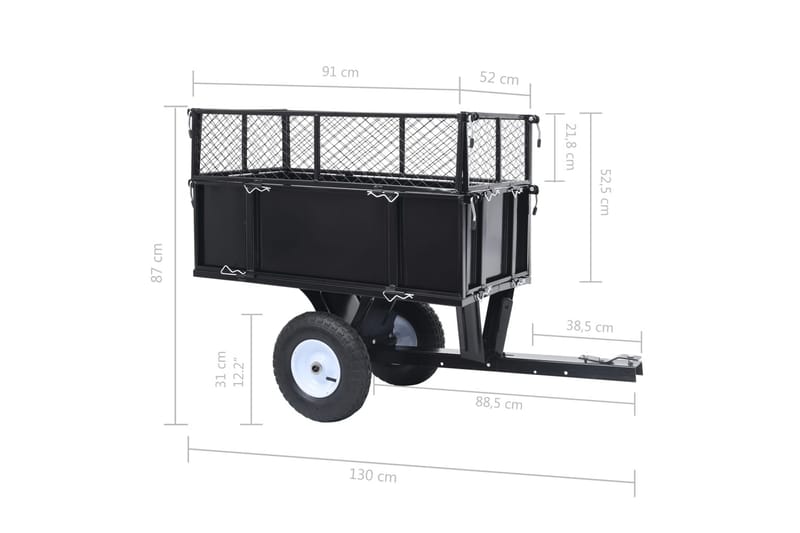 Vipbar Havevogn 150 Kg Lastkapacitet - Sort - Have - Havearbejde & dyrkning - Haveredskab & haveværktøj - Vogne & trailere - Transportvogn & havevogn