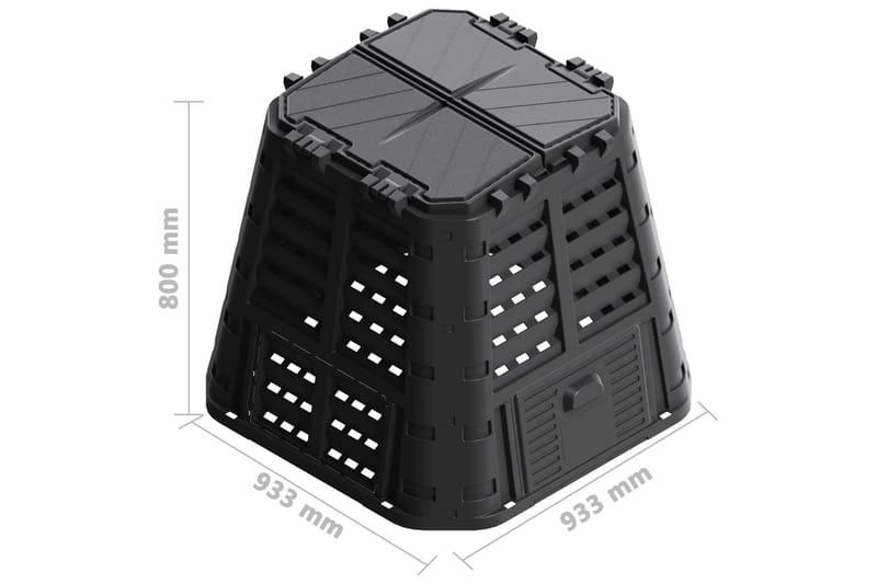 kompostbeholder 93,3x93,3x80 cm 420 l sort - Sort - Have - Havearbejde & dyrkning - Kompost - Varmkompost & kompostbeholder