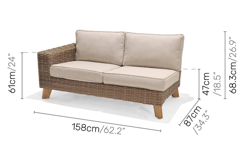 Bahamas Loungesæt 3-4-pers - Beige - Have - Udendørs miljø - Altan & terrasse - Altanmøbler