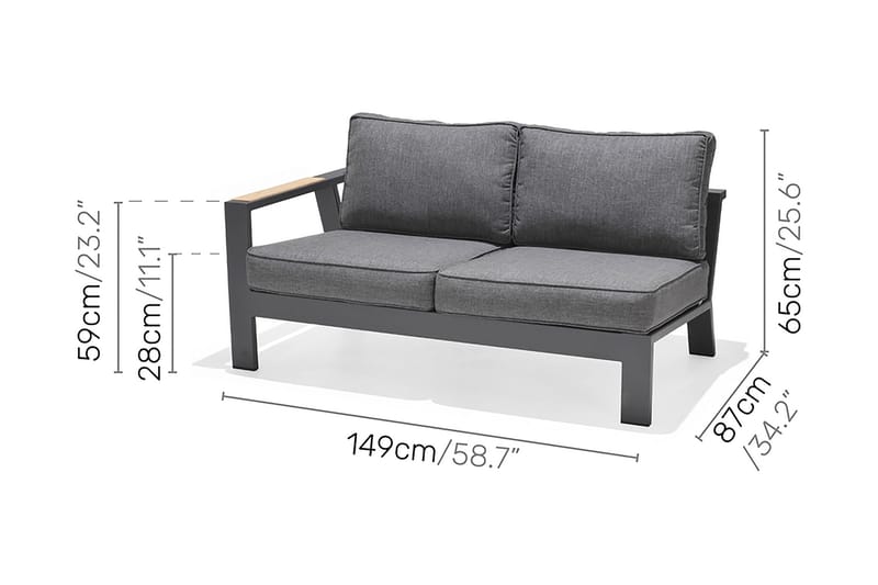 Palau Loungesæt 6-Pers. - Træ/Grå - Have - Udendørs miljø - Altan & terrasse - Altanmøbler