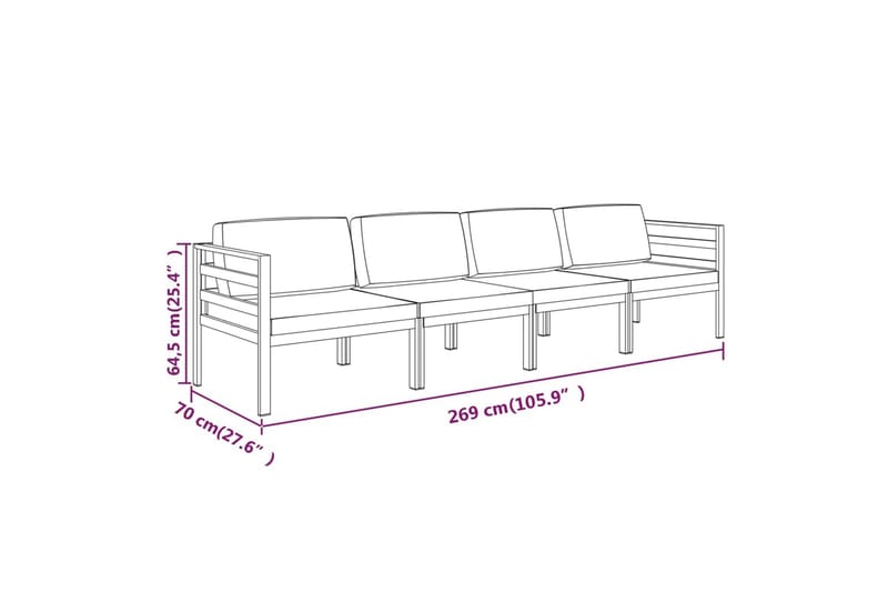 loungesæt til haven 4 dele med hynder aluminium antracitgrå - Antracit - Have - Udendørs miljø - Altan & terrasse - Altanmøbler