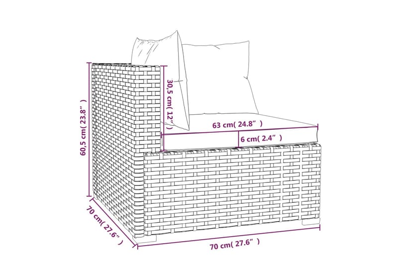 loungesæt til haven 9 dele med hynder polyrattan sort - Sort - Altanm�øbler - Sofagrupper udendørs - Loungesæt