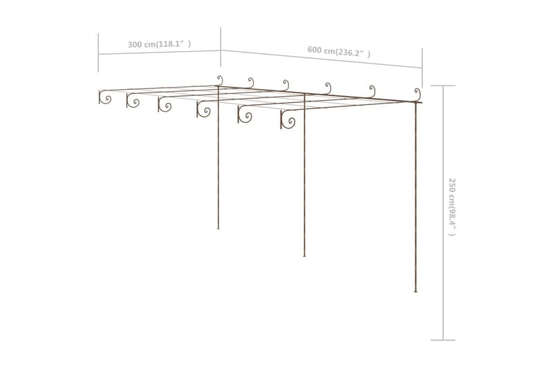 rosenbue 6x3x2,5 m jern antikbrun - Brun - Have - Udendørs miljø - Havedekoration - Havefigurer & havedekoration