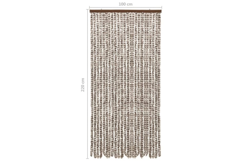 Insektgardin 100x220 cm chenille gråbrun og hvid - Gråbrun - Have - Udendørs miljø - Havedekoration - Myggenet