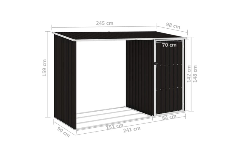 Brændeskur 245x98x159 cm Galvaniseret Stål Brun - Have - Udendørs miljø - Udendørs opbevaring - Brændeopbevaring