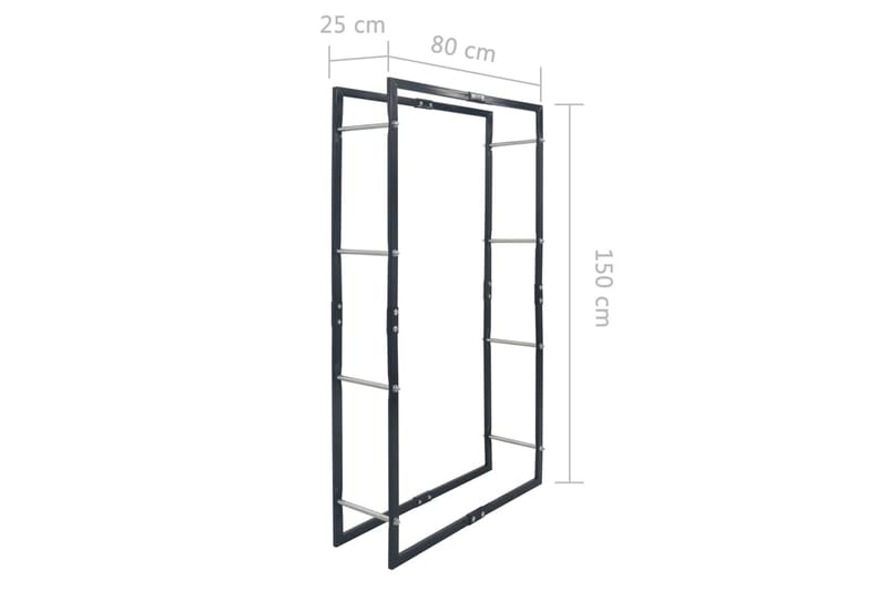 Brændestativ 240 X 35 X 120 Cm Stål Antracitgrå - Grå - Have - Udendørs miljø - Udendørs opbevaring - Brændeopbevaring