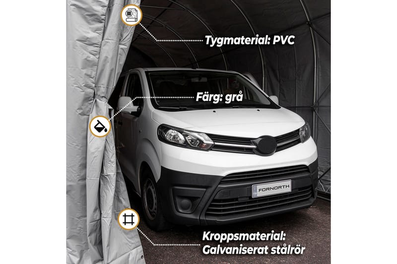 Fornorth Garagetelt 4x8 m - Grå - Garagetelt - Havetelt & lagertelte