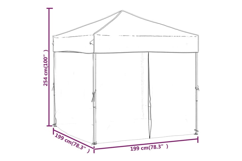 beBasic foldbart festtelt med sidevægge 2x2 m cremefarvet - Creme - Partytelt - Havetelt & lagertelte