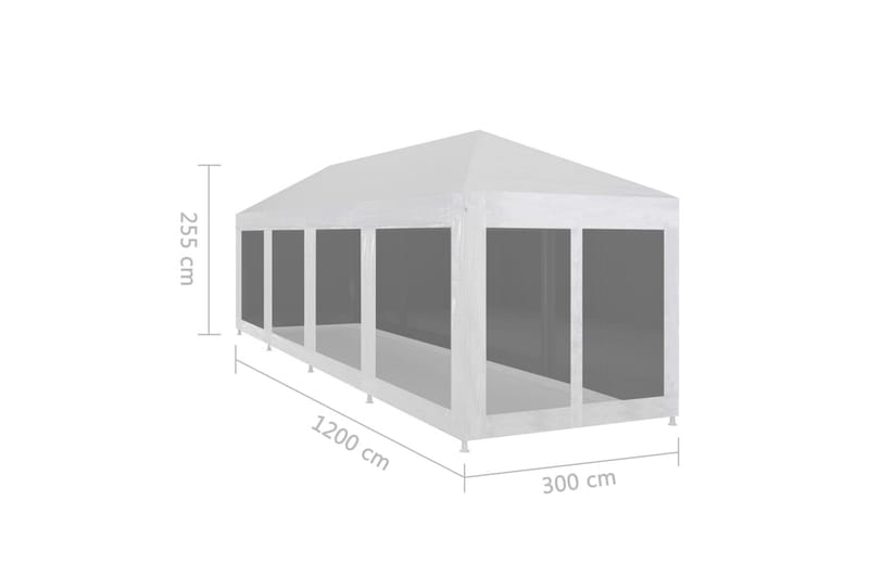 Festtelt Med 10 Sidevægge I Trådnet 12 X 3 M - Sort - Have - Udendørs miljø - Udendørs opbevaring - Havetelt & lagertelte - Partytelt