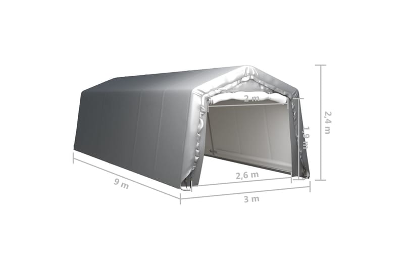 opbevaringstelt 300x900 cm stål grå - Grå - Have - Udendørs miljø - Udendørs opbevaring - Havetelt & lagertelte