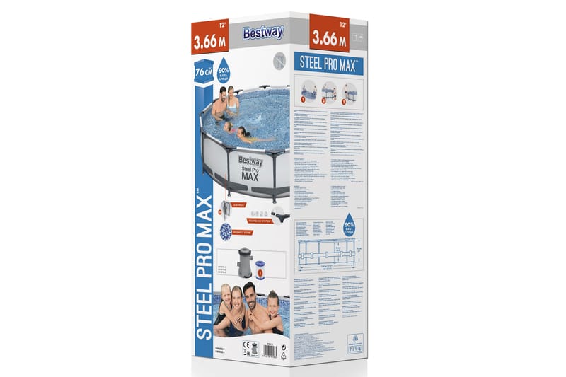 Bestway Steel Pro MAX overjordisk pool Rund 3,66x0,76 m Grå - Bestway - Have - Udendørsbad - Pool - Fritstående pool