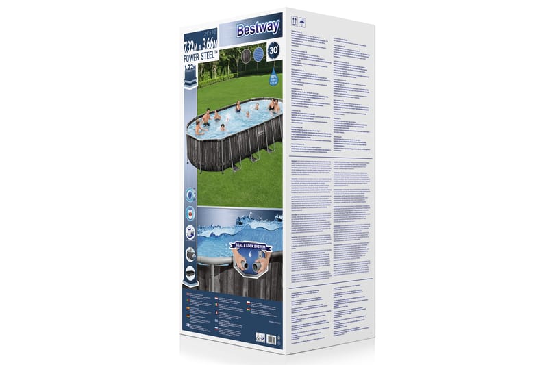 Bestway Power Steel Overjordisk pool 7,32 x 3,66 m Grå - Bestway - Have - Udendørsbad - Pool - Fritstående pool