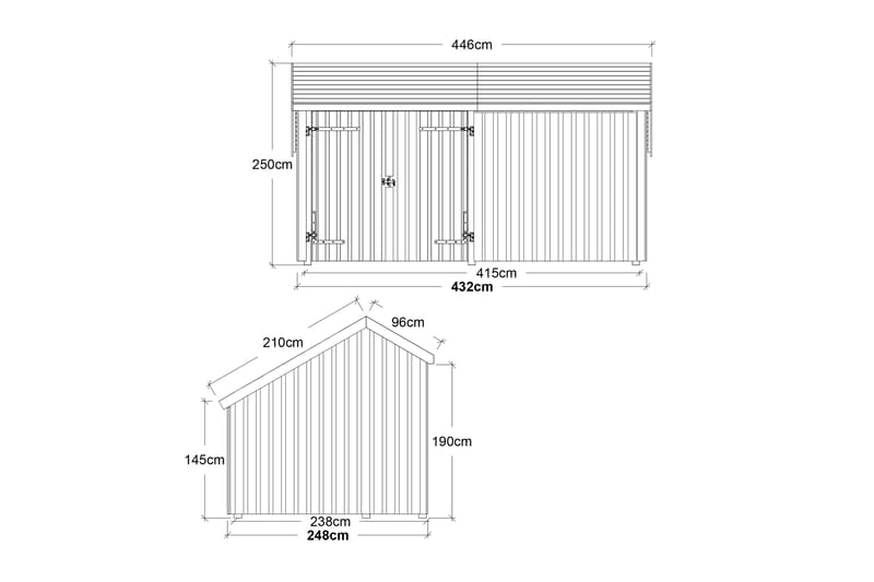 PLUS Multi Havehus 10,5 m² - 2 Moduler med Dobbeltdør - Grå - Have - Udestue & fritidshus - Hytter - Friggebod