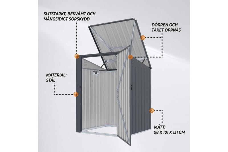 Fornorth Skraldeskur 98x101x131 cm - Hvid - Have - Udestue & fritidshus - Opbevaringsskur & haveskur - Skraldespandsskjuler