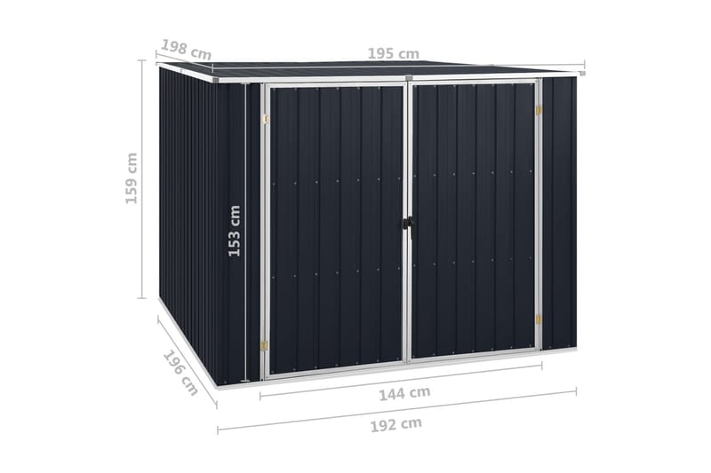 haveskur 195x198x159 cm galvaniseret stål antracitgrå - Antracit - Have - Udestue & fritidshus - Opbevaringsskur & haveskur - Redskabsskur