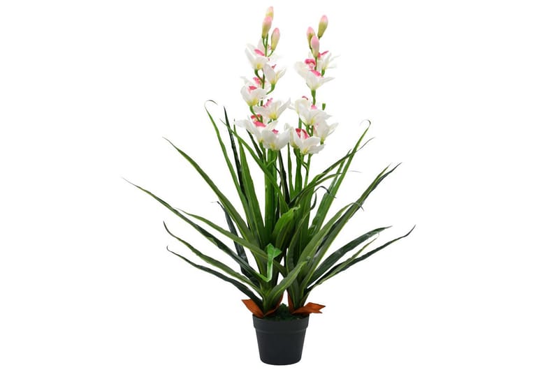 Kunstig Cymbidium-Orkidé Med Krukke 100 Cm Grøn - Grøn - Havemøbler - Balkon - Balkon dyrkning - Balkonblomster