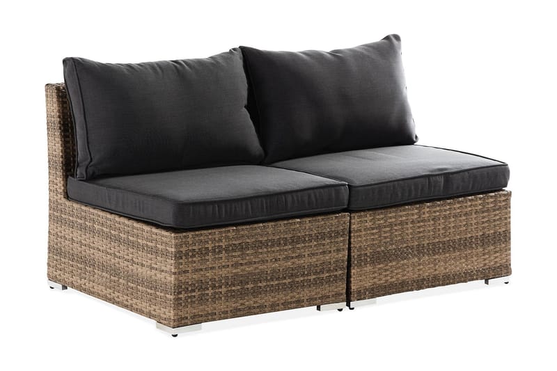 Wisconsin Premium Loungesofa uden Armlæn 2-Pers. - Polyrattan/Sand/Sort - Havemøbler - Loungemøbler - Loungesofaer