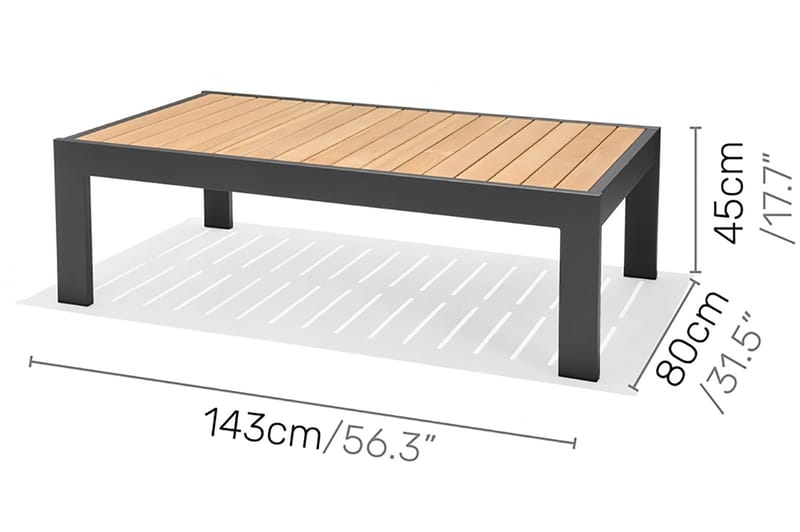 Palau Cafébord 143 cm - Træ/Grå - Havemøbler - Balkon - Balkonmøbler - Altanborde